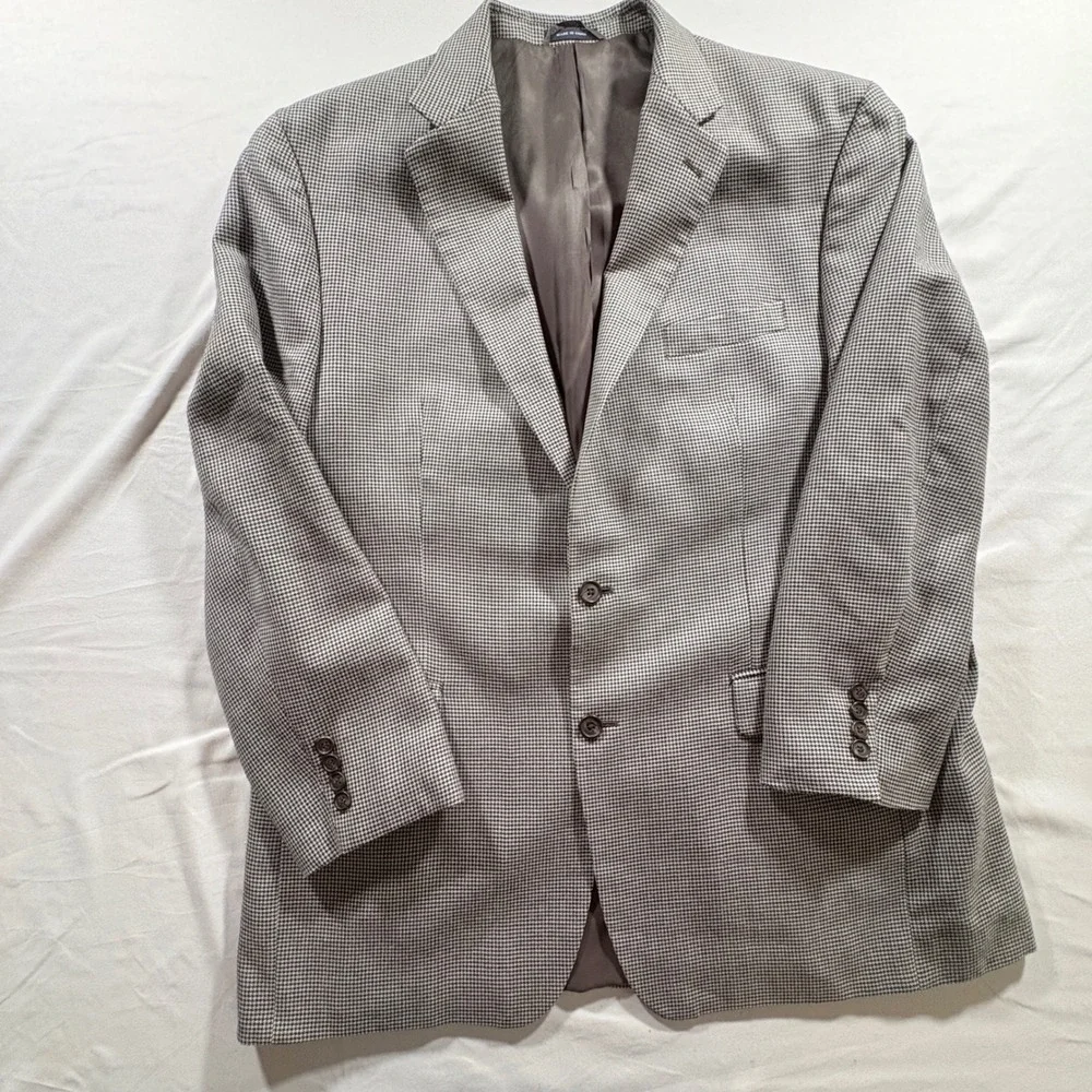Lauren Ralph Lauren Blazer Men 46L Houndstooth Silk Wool Sport Coat Professional